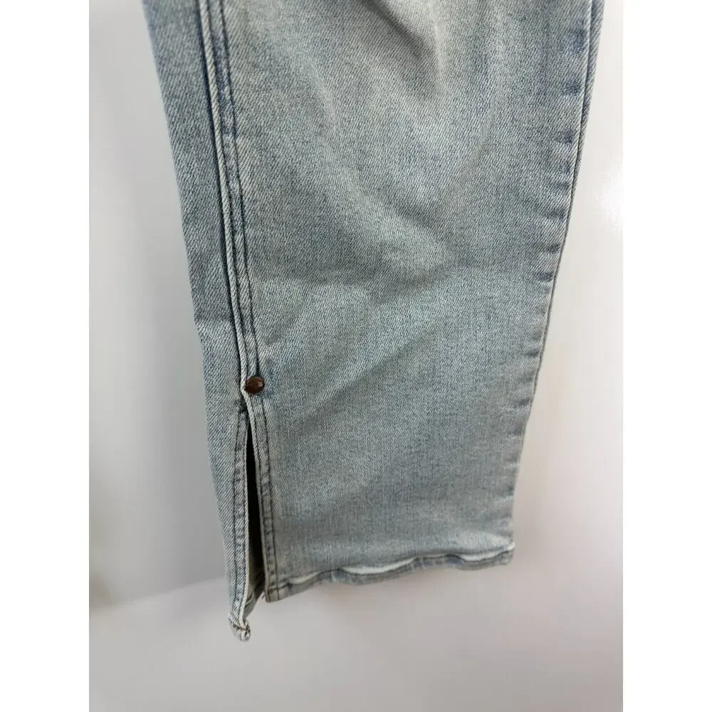Judy Blue Adrian High Rise Straight Leg Jeans Distressed Slit Hem Size 11 30 - Picture 15 of 16